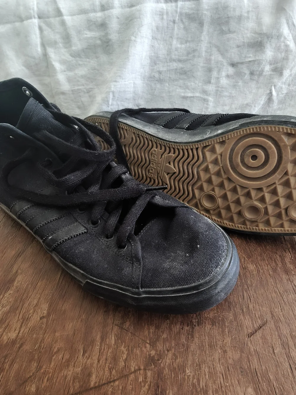 size 13 Adidas Matchcourt Black high tops